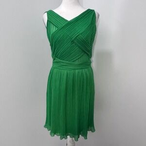Sandro Paris Green Pleated Cocktail Party Dress Sleeveless Sz 1 US‎ 4 Semi-Sheer